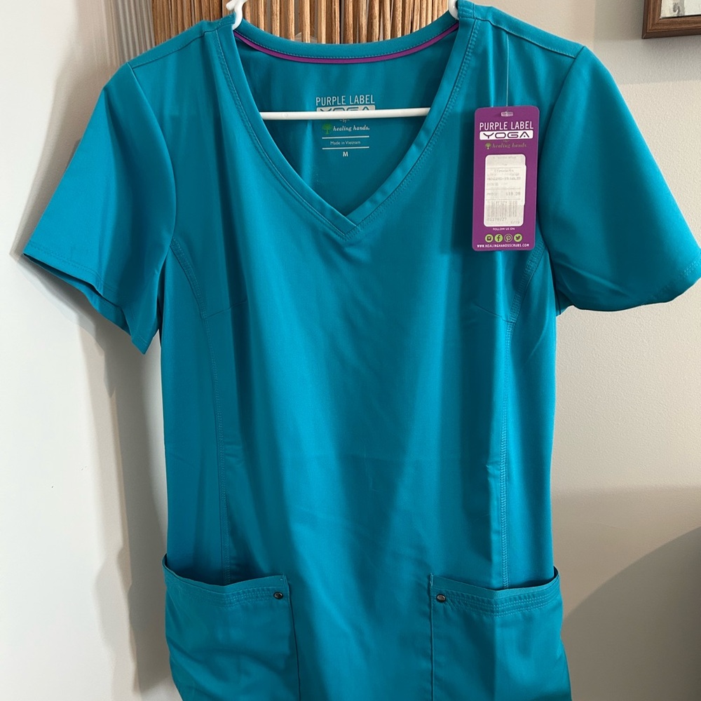 Purple Label Women's Teal V-Neck Top